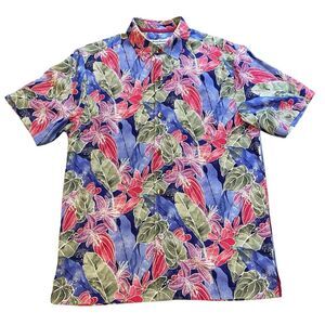 NWT Tommy Bahama Silk Floral Button Up Shirt Ibiza Beach Club Size Small